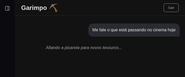 Tela Status do Garimpo