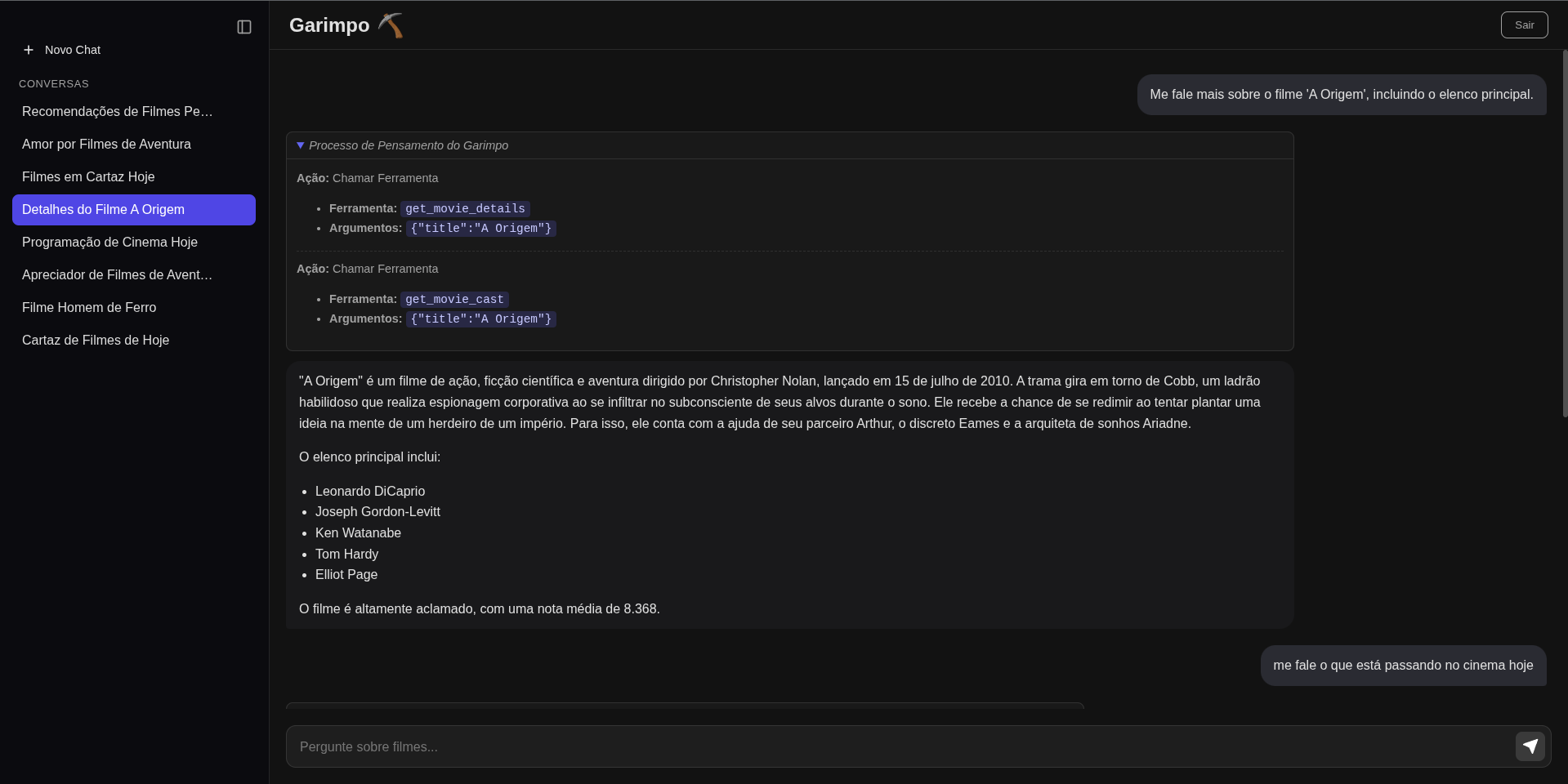 Tela Reasoning do Garimpo