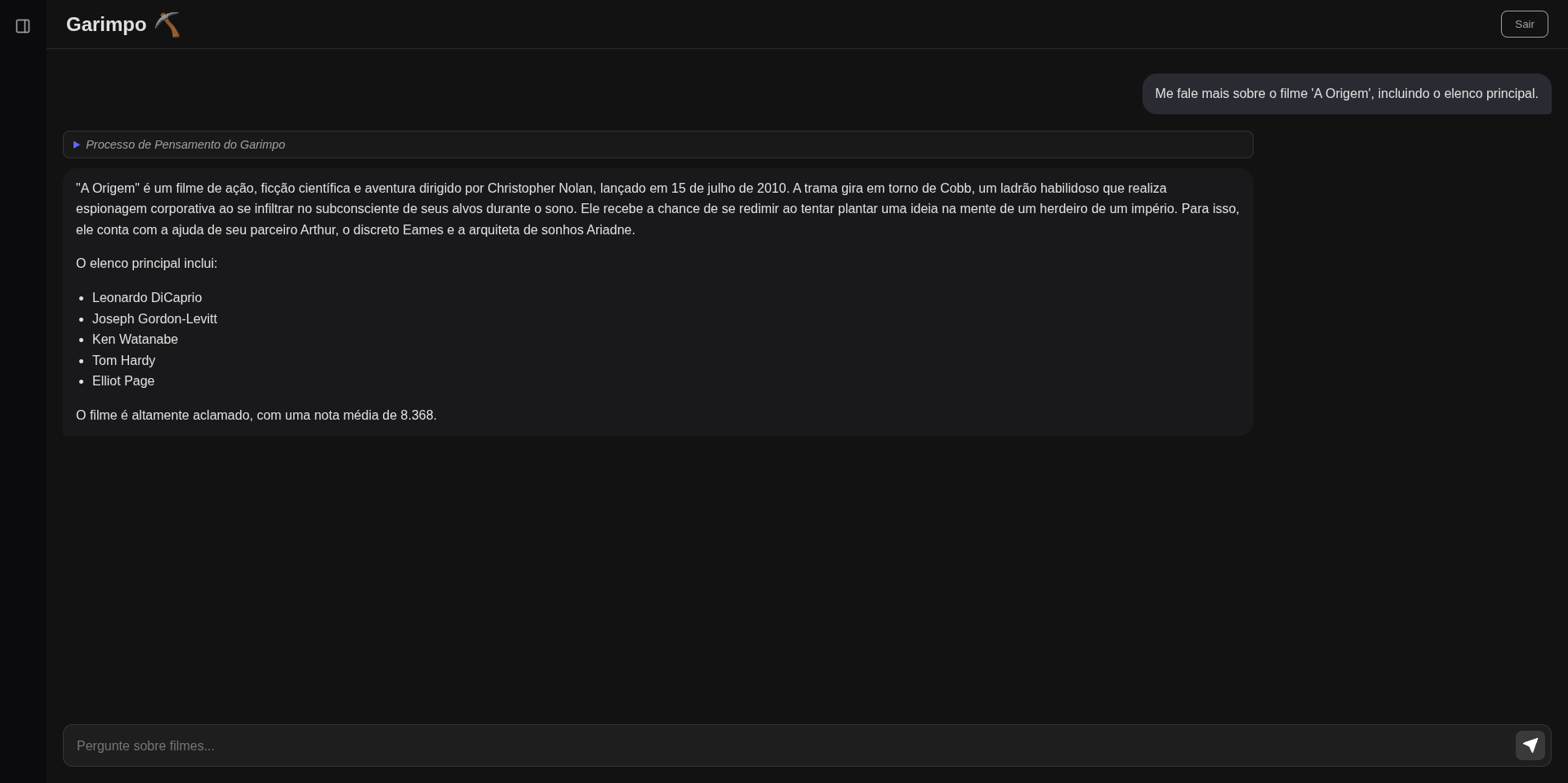 Tela History do Garimpo